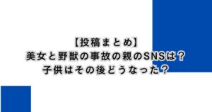 【投稿まとめ】美女と野獣の事故の親のSNSは?子供はその後どうなった?